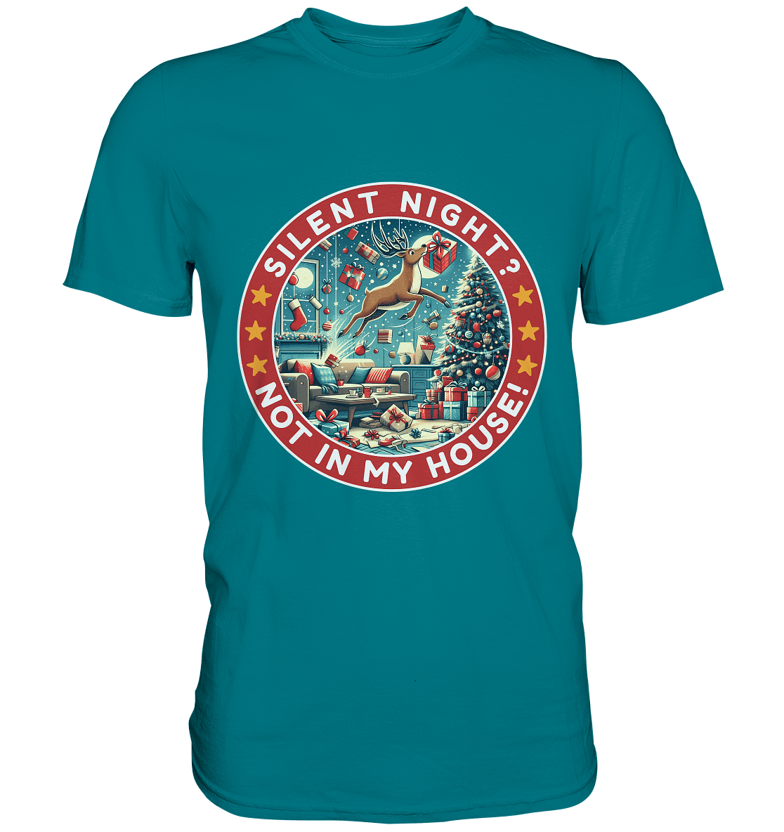 Silent Night? Not in My House! – Das chaotische Weihnachtsrentier! - Premium Shirt - FaunaFeels Onlineshop Unisex - Shirts