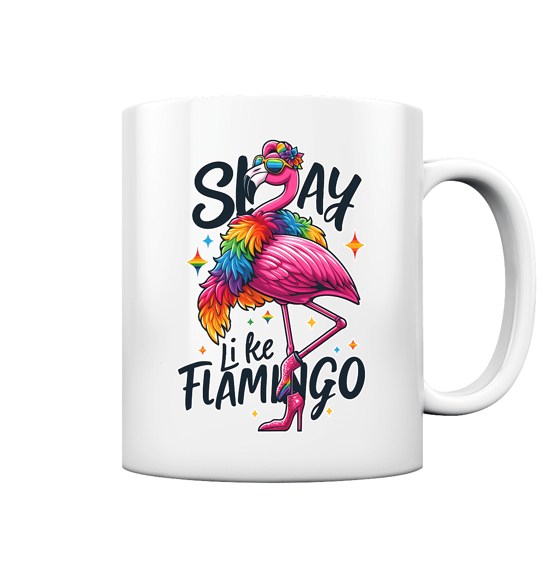 Slay Like a Flamingo – Stylischer Regenbogen - Flamingo - Tasse glossy - FaunaFeels Onlineshop Trinkgefäße