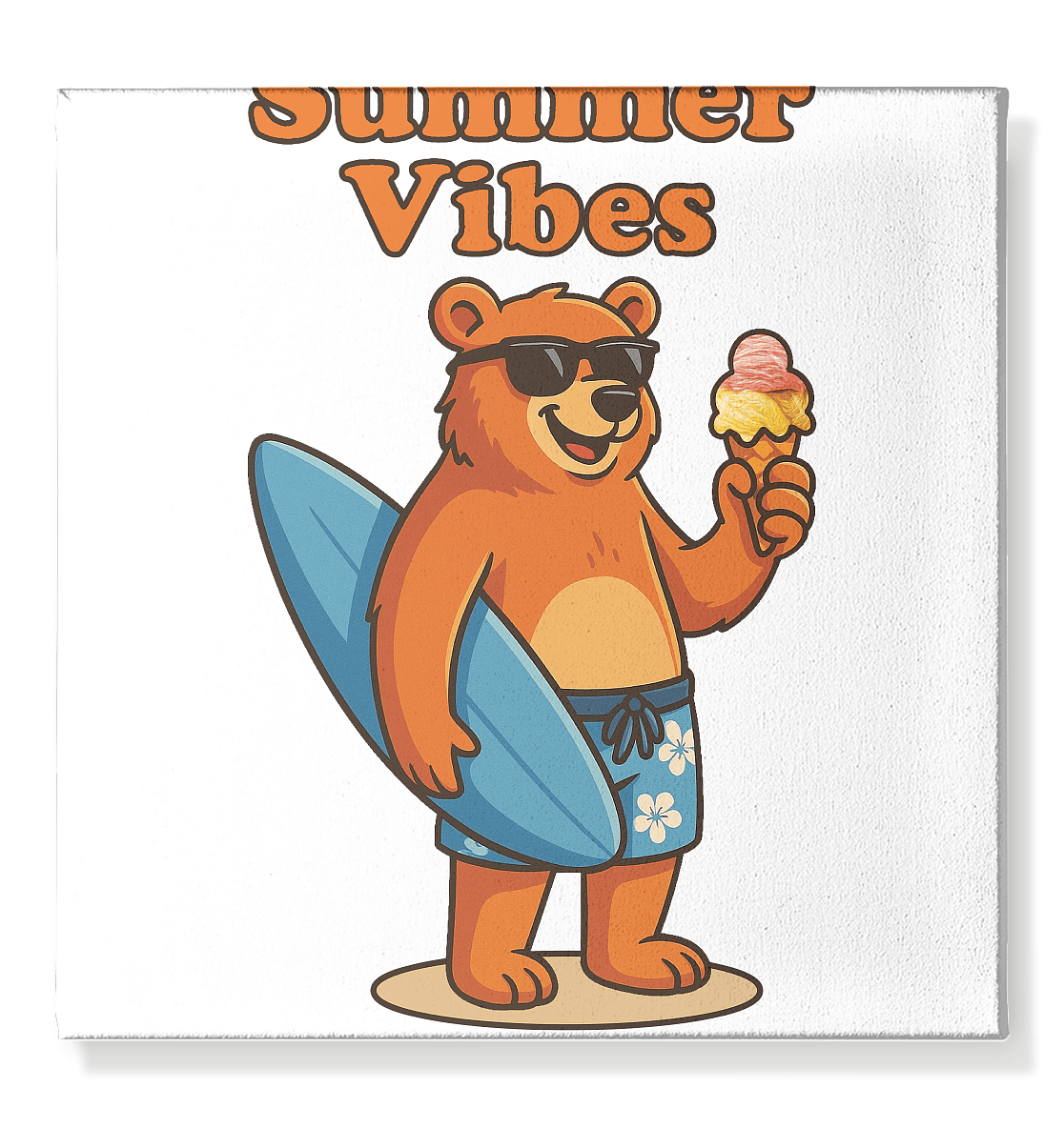 Sommer Vibes Bär – Der perfekte Begleiter für sonnige Tage - Leinwand 50x50cm - FaunaFeels Onlineshop Wall Art