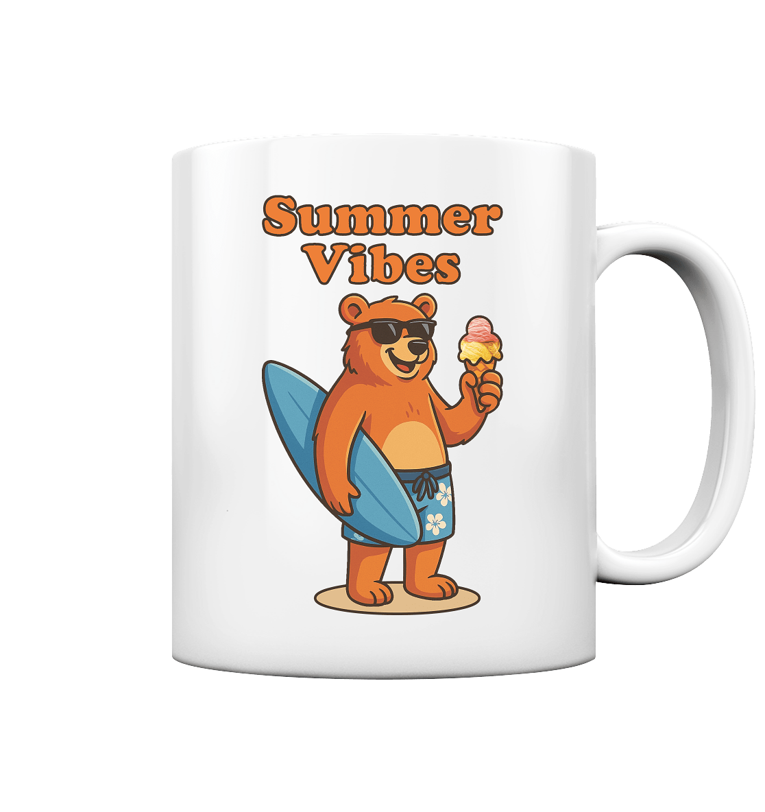 Sommer Vibes Bär – Der perfekte Begleiter für sonnige Tage - Tasse glossy - FaunaFeels Onlineshop Trinkgefäße