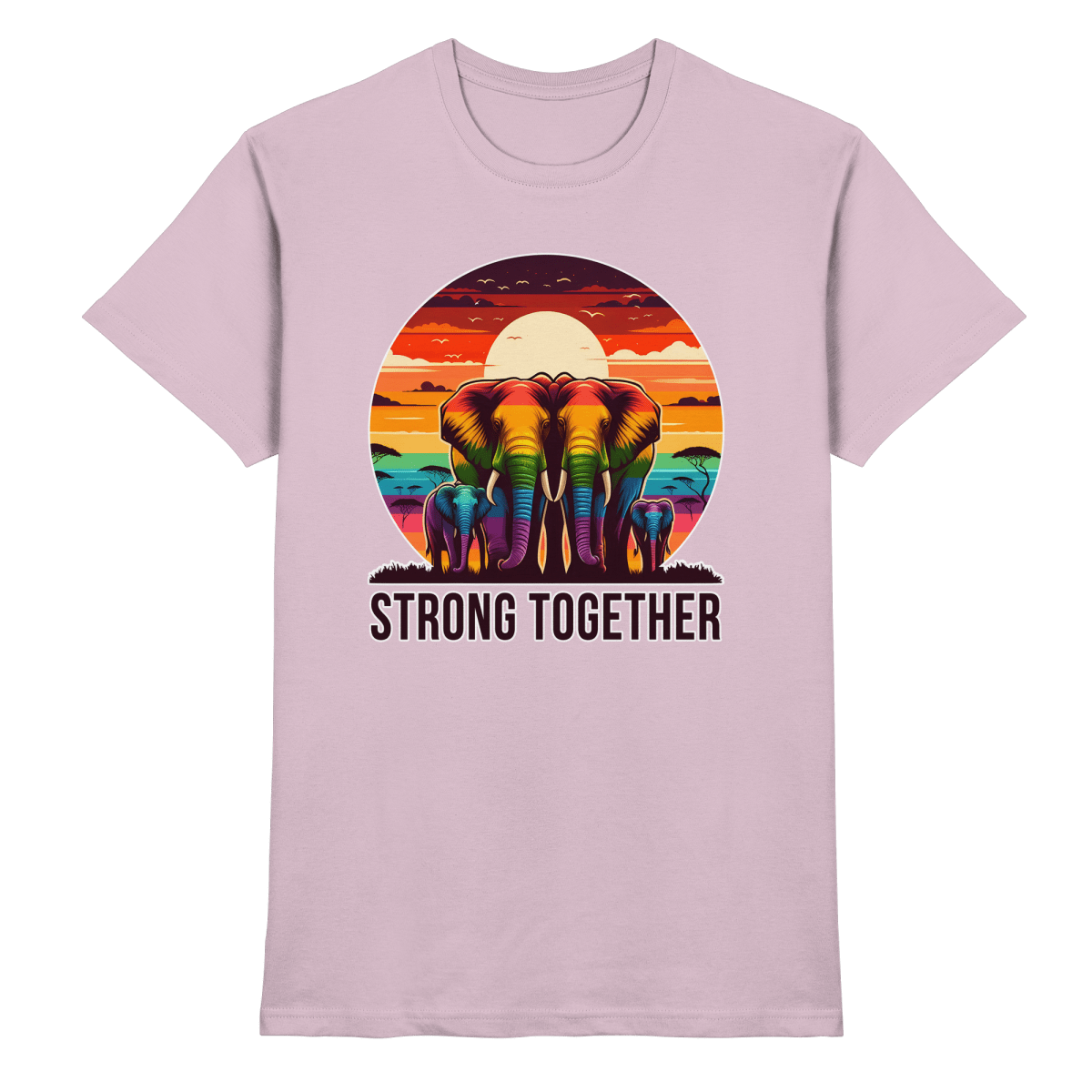 Strong Together – Kraftvolle Regenbogen - Elefanten - Heavy Cotton T-Shirt - FaunaFeels Onlineshop Unisex - Shirts