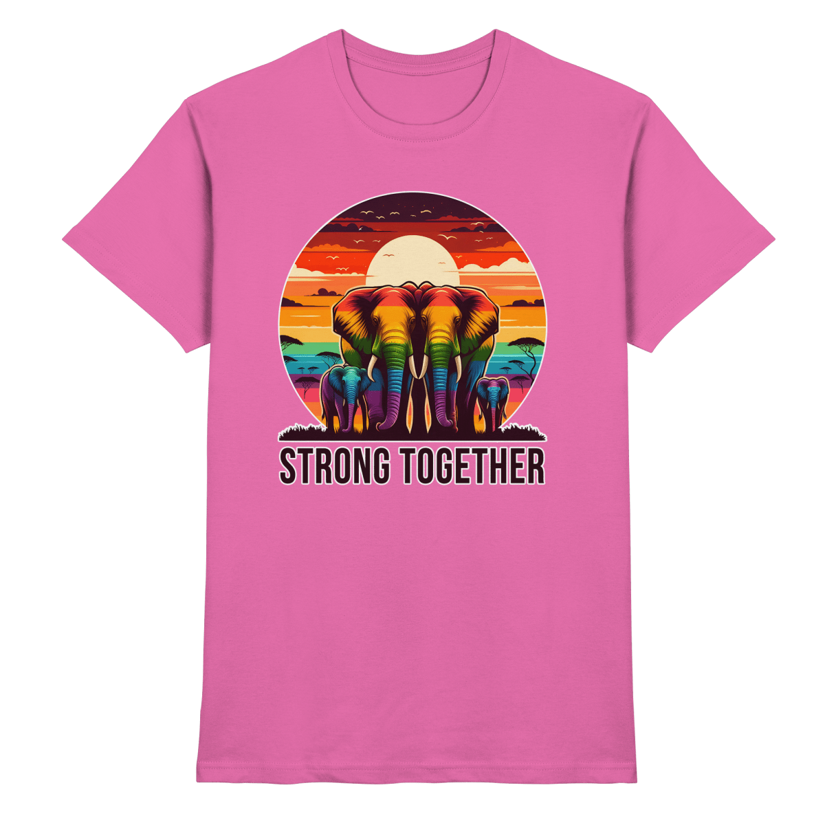 Strong Together – Kraftvolle Regenbogen - Elefanten - Heavy Cotton T-Shirt - FaunaFeels Onlineshop Unisex - Shirts