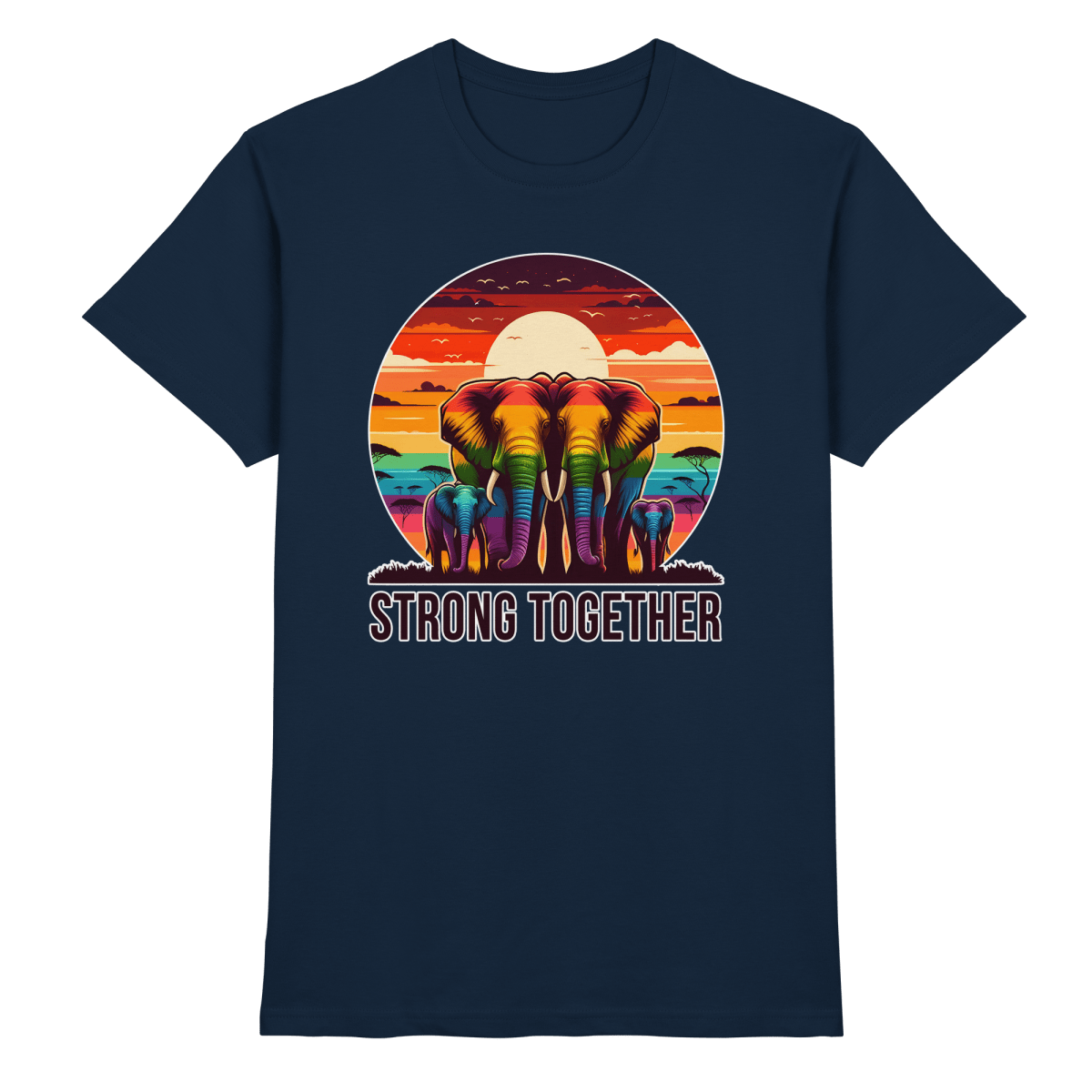 Strong Together – Kraftvolle Regenbogen - Elefanten - Heavy Cotton T-Shirt - FaunaFeels Onlineshop Unisex - Shirts