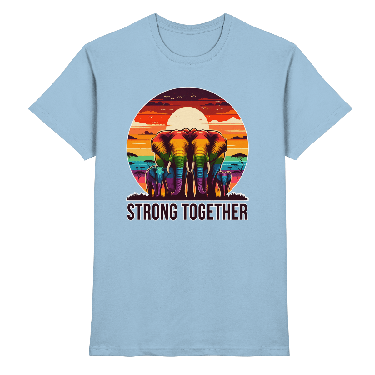 Strong Together – Kraftvolle Regenbogen - Elefanten - Heavy Cotton T-Shirt - FaunaFeels Onlineshop Unisex - Shirts