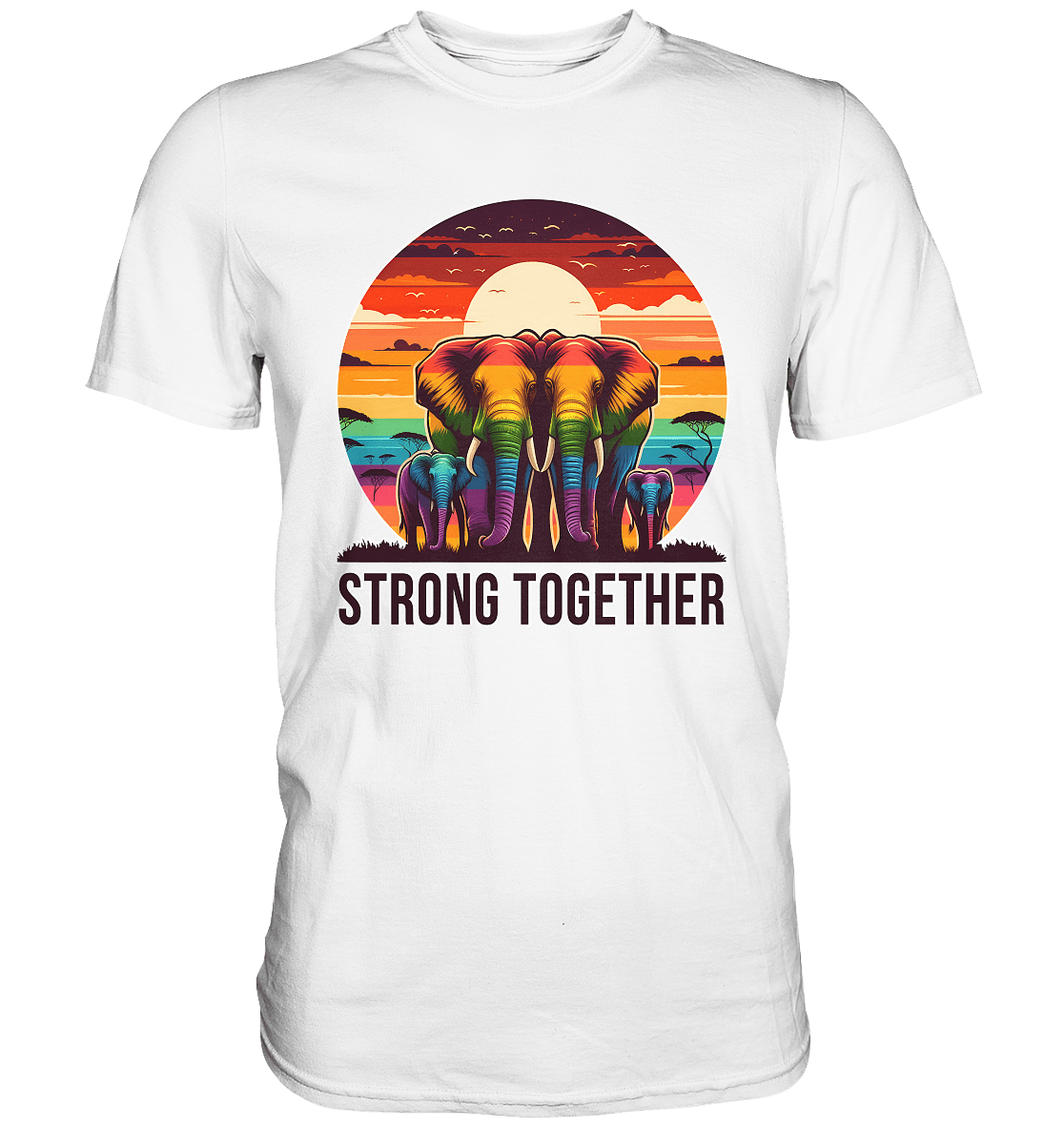 Strong Together – Kraftvolle Regenbogen - Elefanten - Premium Shirt - FaunaFeels Onlineshop Unisex - Shirts