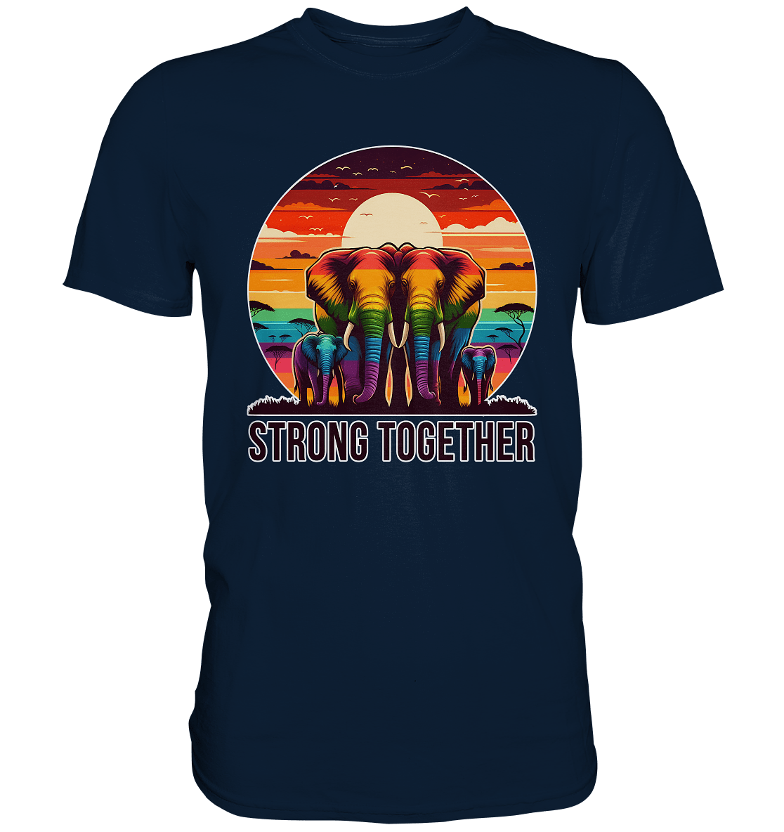 Strong Together – Kraftvolle Regenbogen - Elefanten - Premium Shirt - FaunaFeels Onlineshop Unisex - Shirts