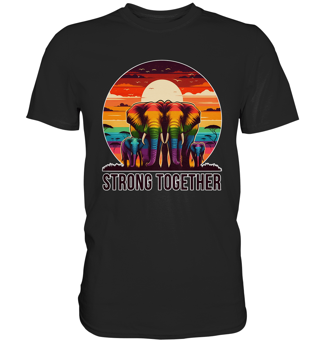 Strong Together – Kraftvolle Regenbogen - Elefanten - Premium Shirt - FaunaFeels Onlineshop Unisex - Shirts