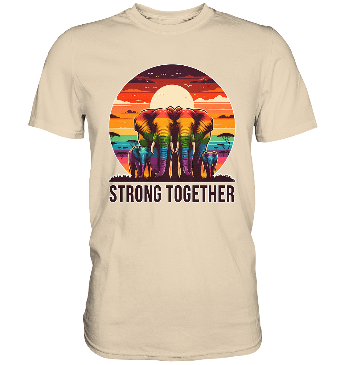 Strong Together – Kraftvolle Regenbogen - Elefanten - Premium Shirt - FaunaFeels Onlineshop Unisex - Shirts
