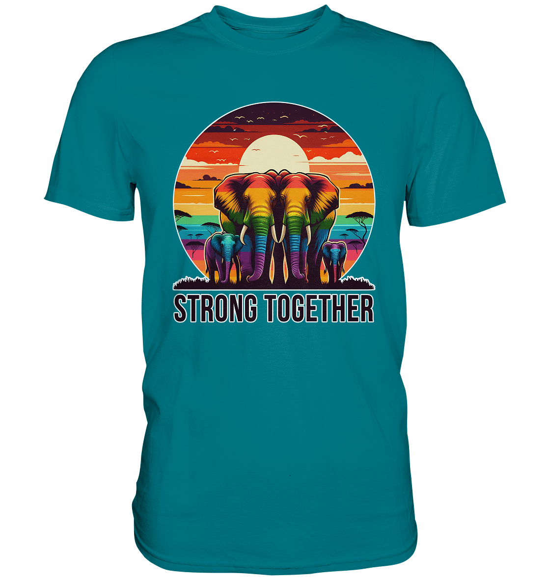 Strong Together – Kraftvolle Regenbogen - Elefanten - Premium Shirt - FaunaFeels Onlineshop Unisex - Shirts