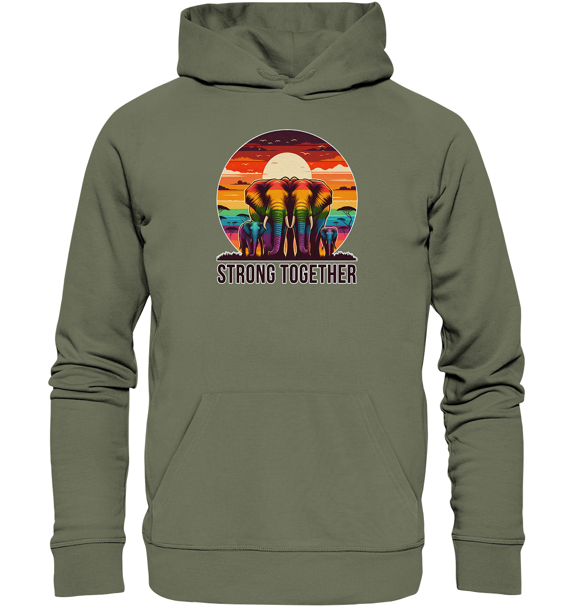 Strong Together – Kraftvolle Regenbogen - Elefanten - Premium Unisex Hoodie - FaunaFeels Onlineshop Hoodies