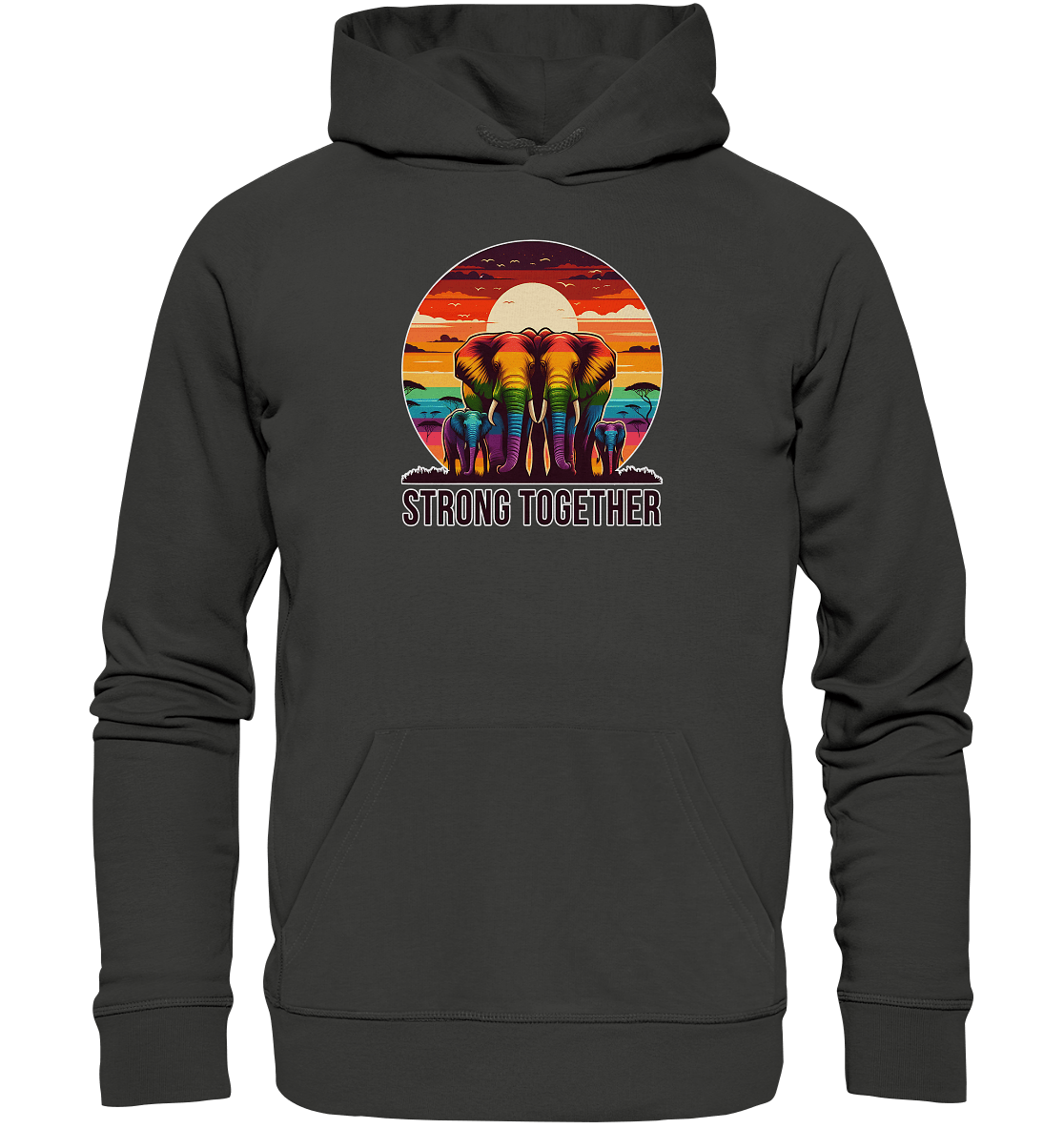 Strong Together – Kraftvolle Regenbogen - Elefanten - Premium Unisex Hoodie - FaunaFeels Onlineshop Hoodies