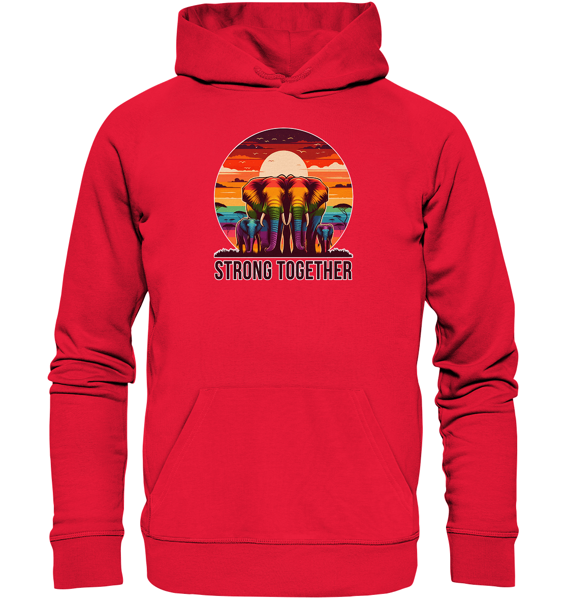 Strong Together – Kraftvolle Regenbogen - Elefanten - Premium Unisex Hoodie - FaunaFeels Onlineshop Hoodies