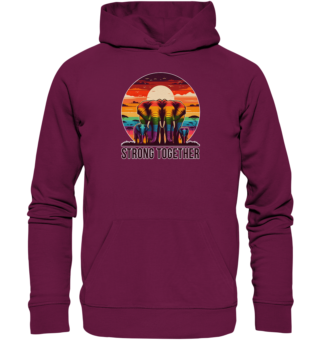 Strong Together – Kraftvolle Regenbogen - Elefanten - Premium Unisex Hoodie - FaunaFeels Onlineshop Hoodies