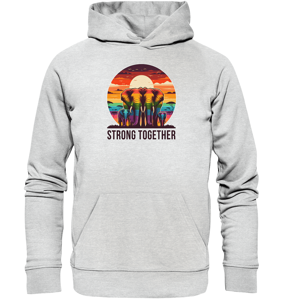 Strong Together – Kraftvolle Regenbogen - Elefanten - Premium Unisex Hoodie - FaunaFeels Onlineshop Hoodies