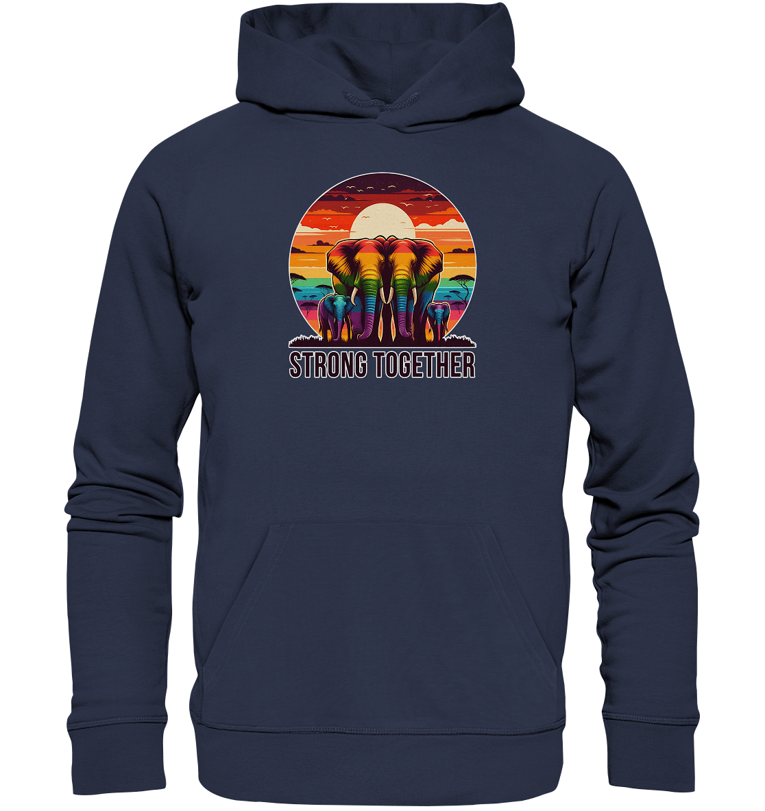 Strong Together – Kraftvolle Regenbogen - Elefanten - Premium Unisex Hoodie - FaunaFeels Onlineshop Hoodies