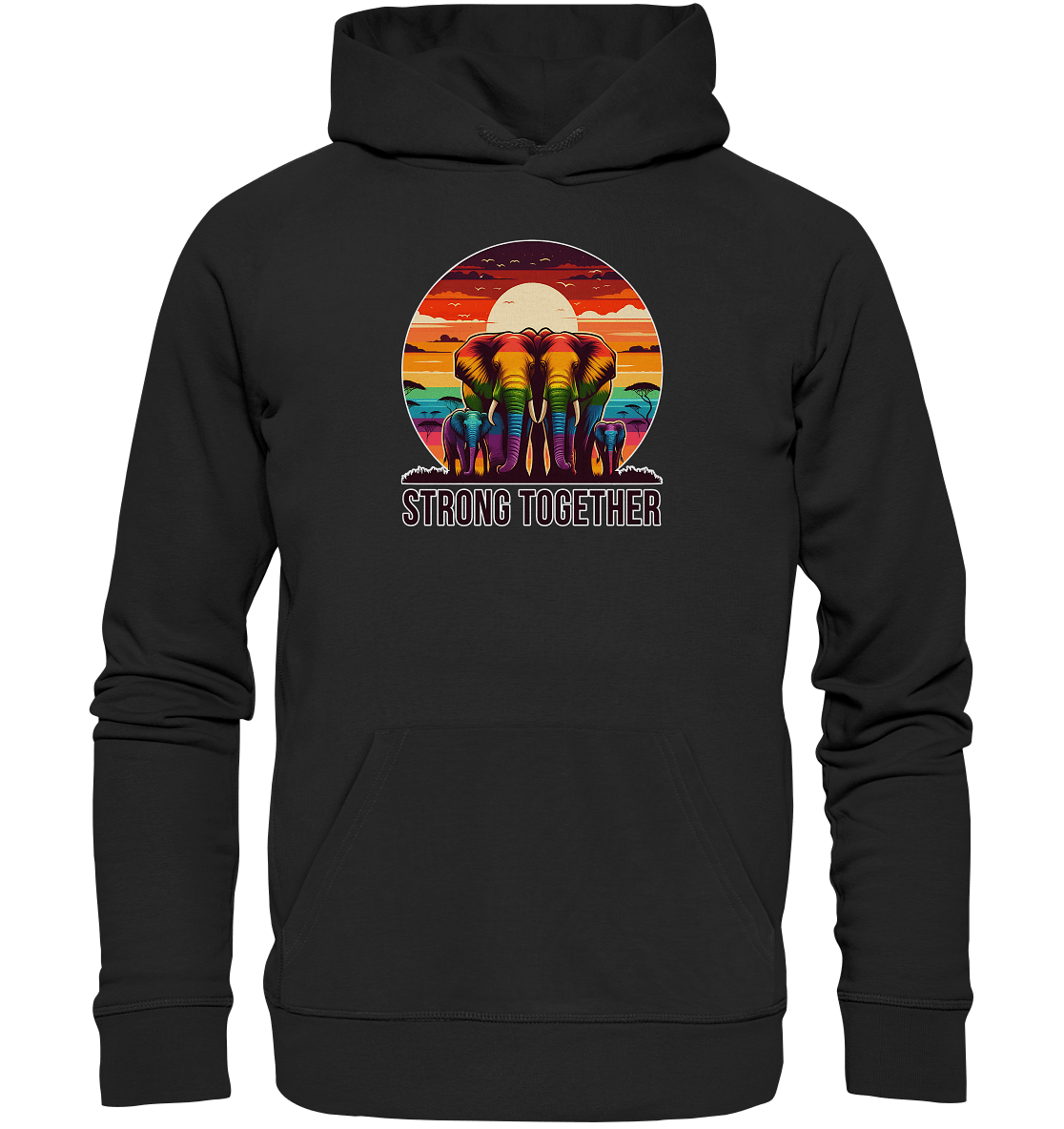 Strong Together – Kraftvolle Regenbogen - Elefanten - Premium Unisex Hoodie - FaunaFeels Onlineshop Hoodies