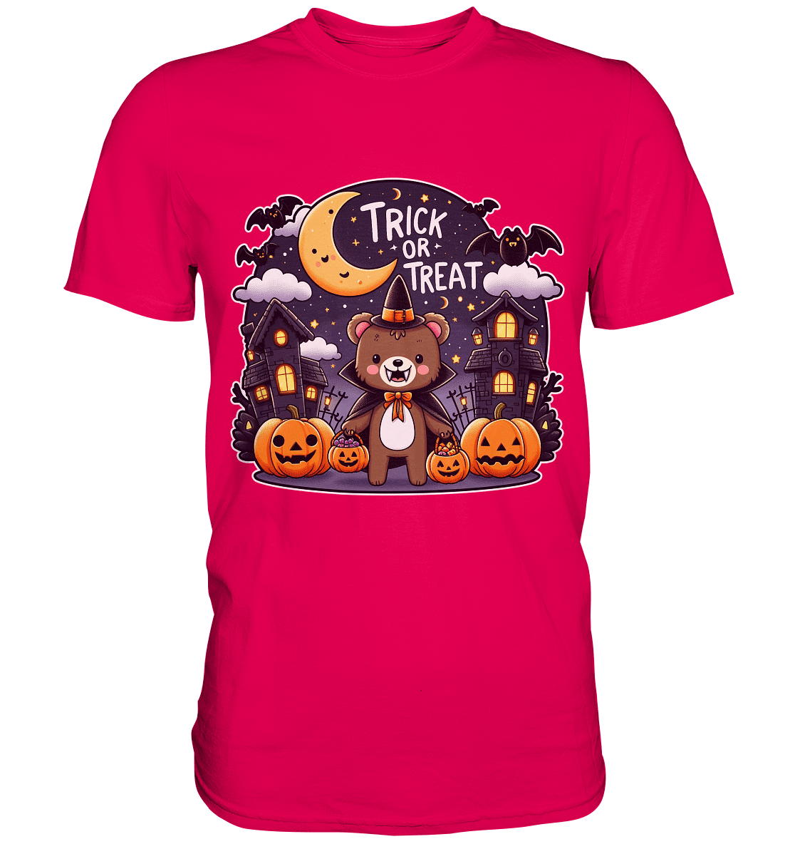 Trick or Treat – Der süßeste Bär auf Gruselmission! - Premium T-Shirt - FaunaFeels Onlineshop Unisex - Shirts