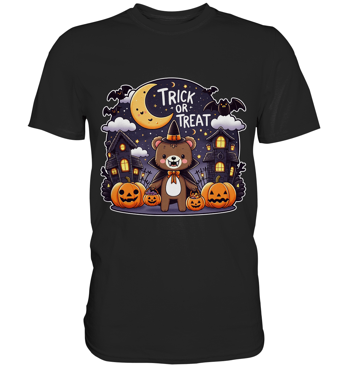 Trick or Treat – Der süßeste Bär auf Gruselmission! - Premium T-Shirt - FaunaFeels Onlineshop Unisex - Shirts