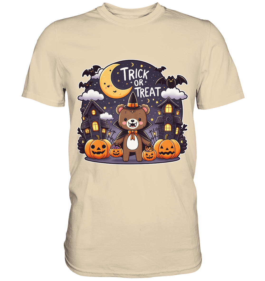 Trick or Treat – Der süßeste Bär auf Gruselmission! - Premium T-Shirt - FaunaFeels Onlineshop Unisex - Shirts