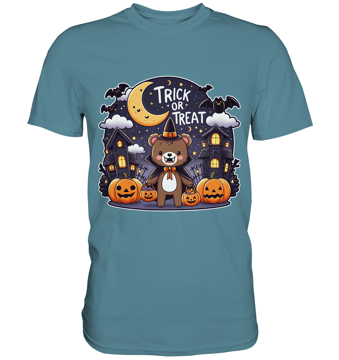 Trick or Treat – Der süßeste Bär auf Gruselmission! - Premium T-Shirt - FaunaFeels Onlineshop Unisex - Shirts