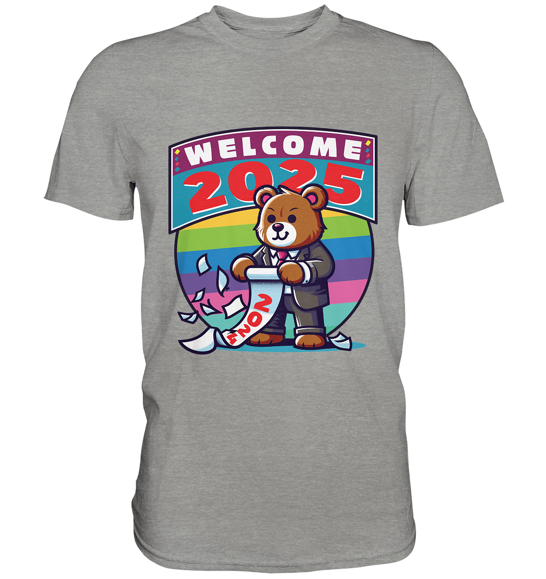 Willkommen 2025 – Der charmante Bärenkalender für einen bunten Neustart - Premium Shirt - FaunaFeels Onlineshop Unisex - Shirts