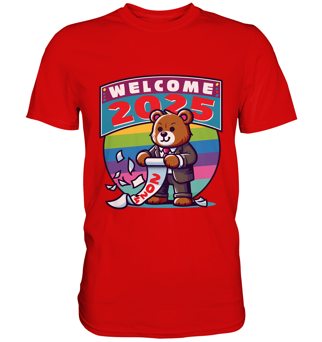Willkommen 2025 – Der charmante Bärenkalender für einen bunten Neustart - Premium Shirt - FaunaFeels Onlineshop Unisex - Shirts