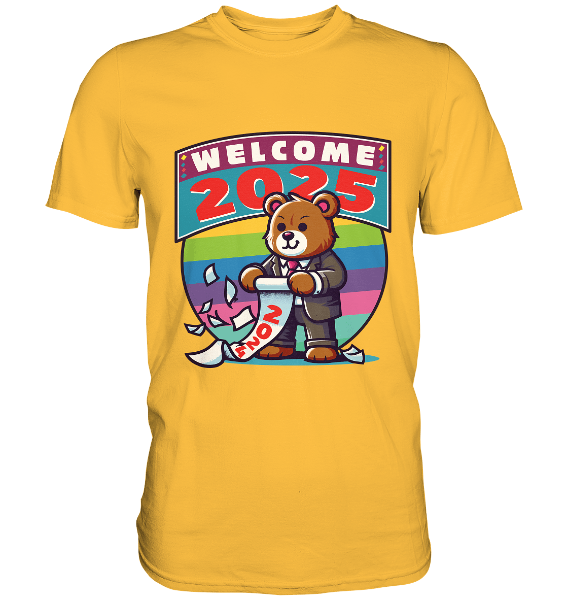 Willkommen 2025 – Der charmante Bärenkalender für einen bunten Neustart - Premium Shirt - FaunaFeels Onlineshop Unisex - Shirts