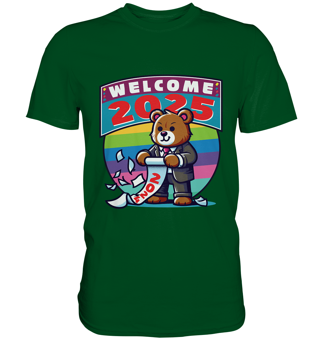 Willkommen 2025 – Der charmante Bärenkalender für einen bunten Neustart - Premium Shirt - FaunaFeels Onlineshop Unisex - Shirts