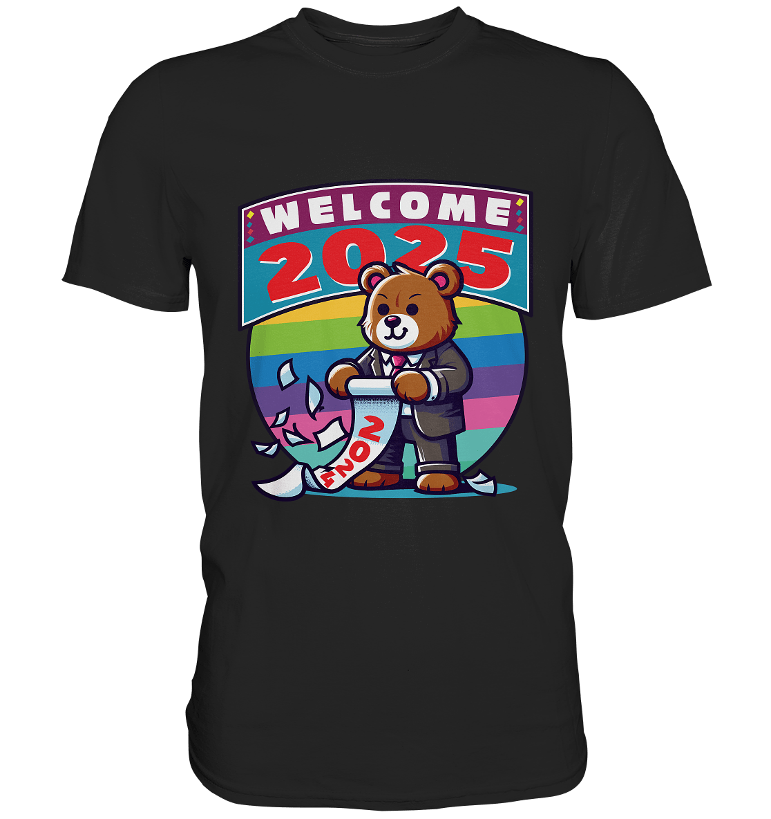 Willkommen 2025 – Der charmante Bärenkalender für einen bunten Neustart - Premium Shirt - FaunaFeels Onlineshop Unisex - Shirts