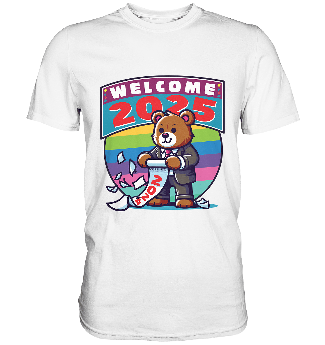 Willkommen 2025 – Der charmante Bärenkalender für einen bunten Neustart - Premium Shirt - FaunaFeels Onlineshop Unisex - Shirts