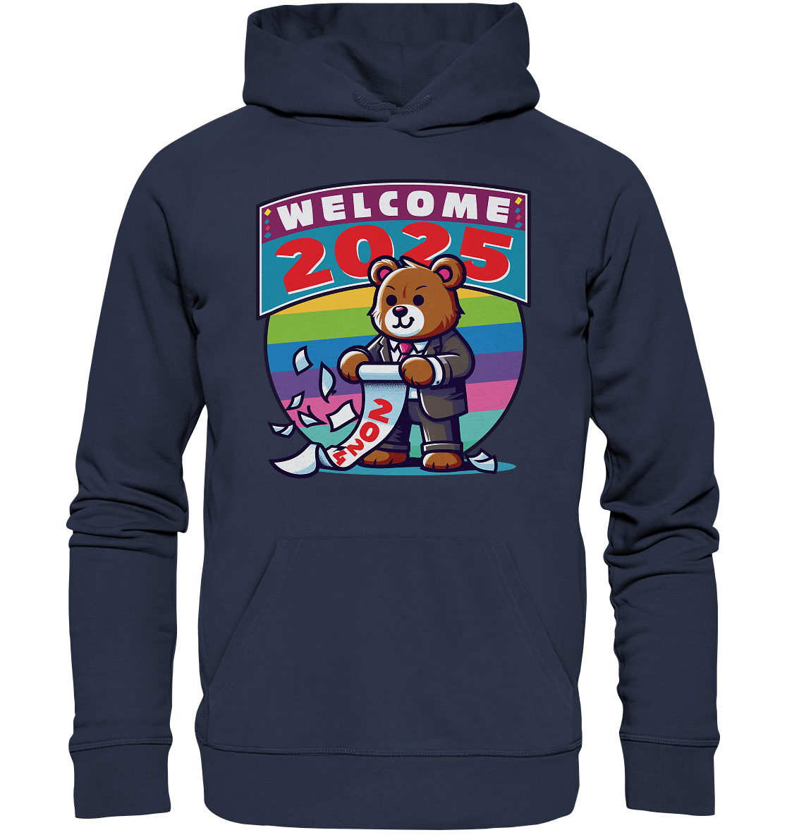 Willkommen 2025 – Der charmante Bärenkalender für einen bunten Neustart - Premium Unisex Hoodie - FaunaFeels Onlineshop Hoodies
