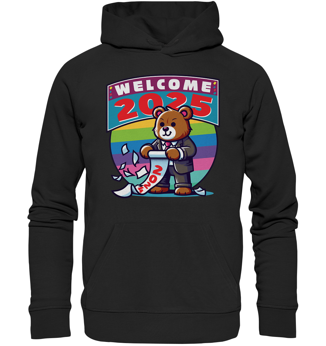 Willkommen 2025 – Der charmante Bärenkalender für einen bunten Neustart - Premium Unisex Hoodie - FaunaFeels Onlineshop Hoodies