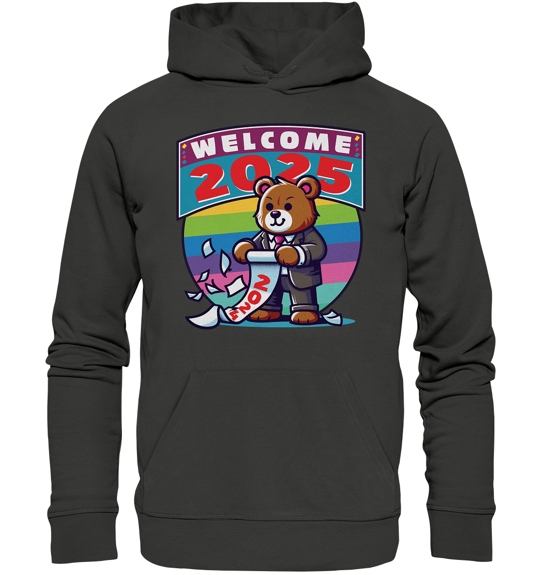 Willkommen 2025 – Der charmante Bärenkalender für einen bunten Neustart - Premium Unisex Hoodie - FaunaFeels Onlineshop Hoodies