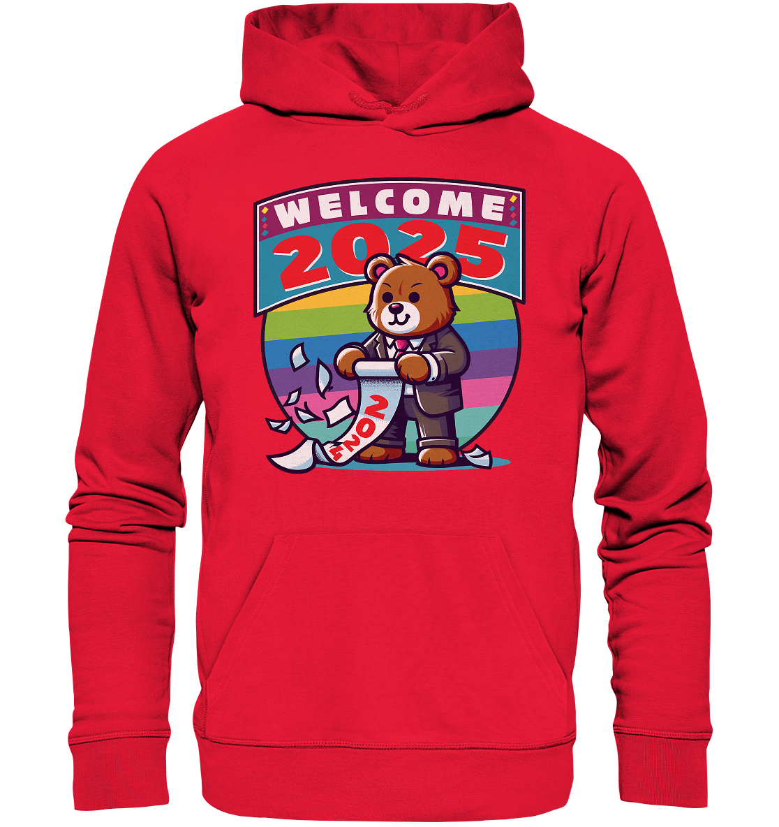 Willkommen 2025 – Der charmante Bärenkalender für einen bunten Neustart - Premium Unisex Hoodie - FaunaFeels Onlineshop Hoodies