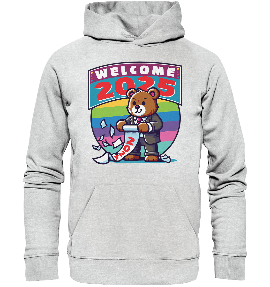 Willkommen 2025 – Der charmante Bärenkalender für einen bunten Neustart - Premium Unisex Hoodie - FaunaFeels Onlineshop Hoodies