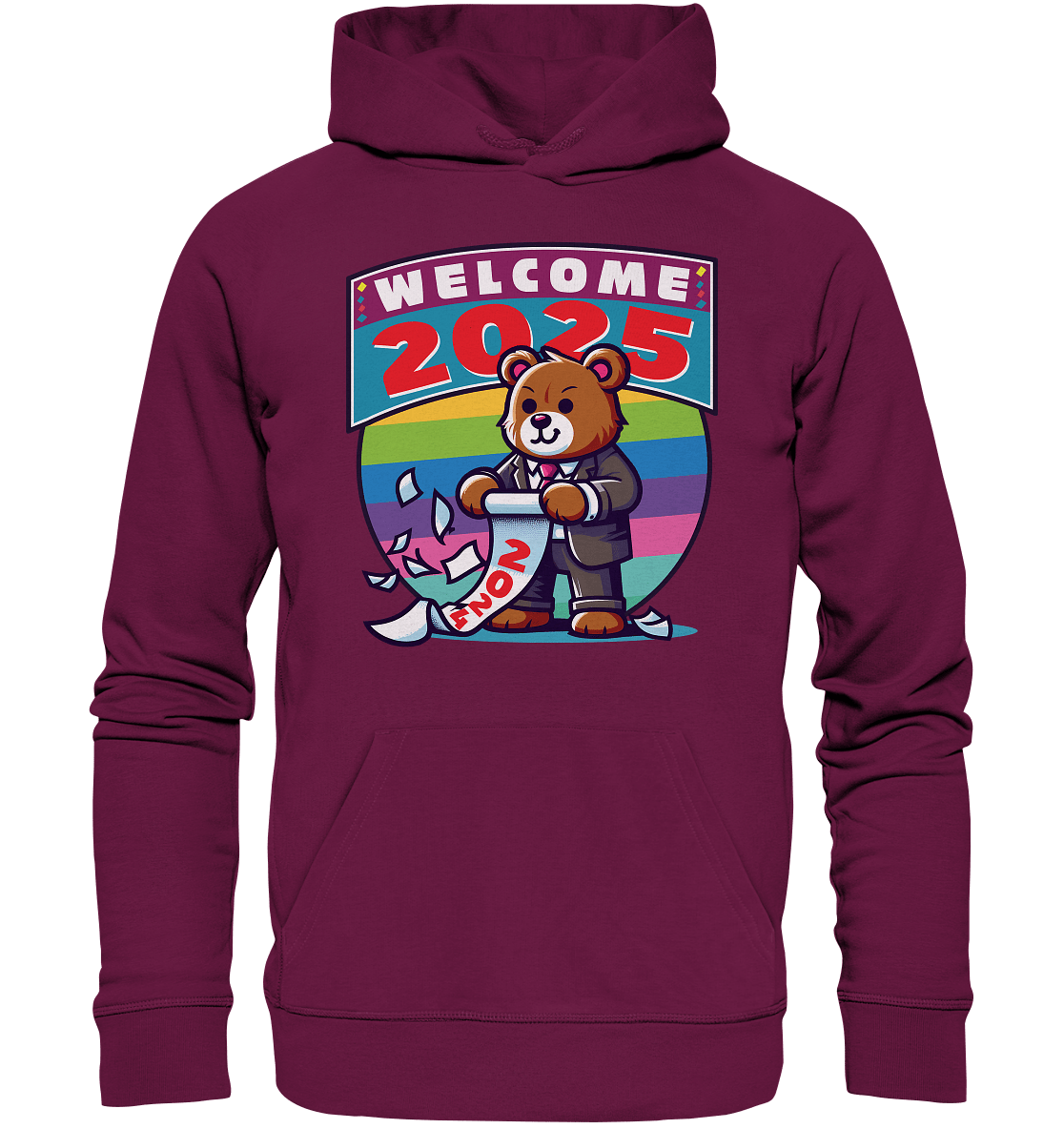 Willkommen 2025 – Der charmante Bärenkalender für einen bunten Neustart - Premium Unisex Hoodie - FaunaFeels Onlineshop Hoodies