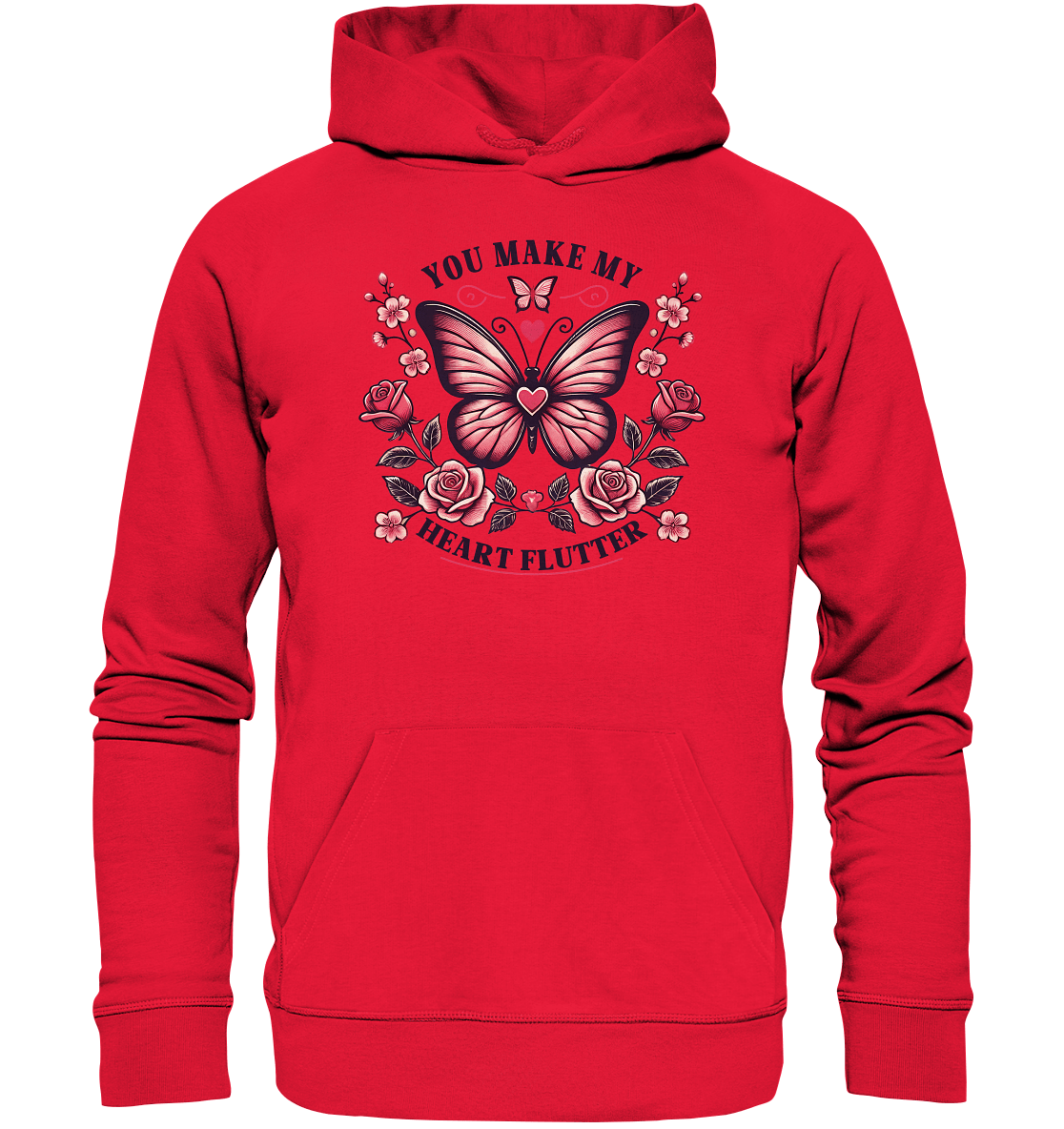 You Make My Heart Flutter - Romantischer Schmetterling mit Rosen - Premium Unisex Hoodie - FaunaFeels Onlineshop Hoodies