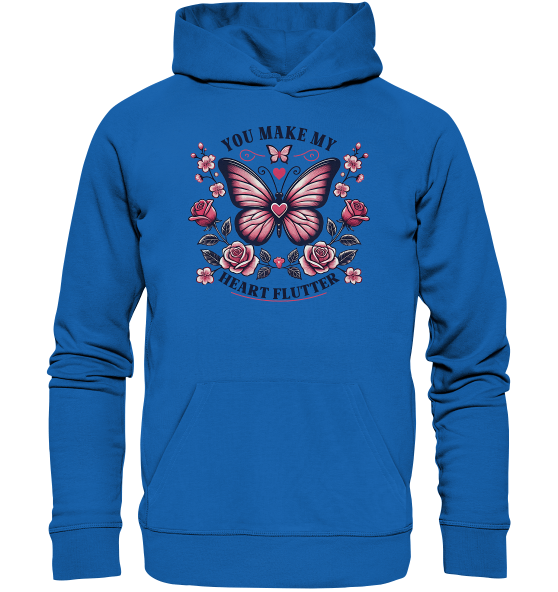 You Make My Heart Flutter - Romantischer Schmetterling mit Rosen - Premium Unisex Hoodie - FaunaFeels Onlineshop Hoodies